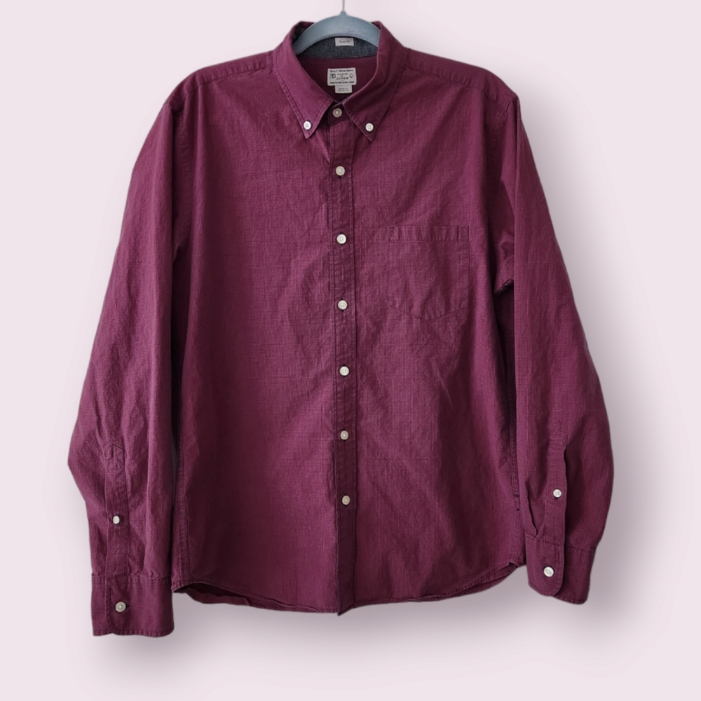 J Crew Button Down Dress Shirt Slim Fit Size Large Men Fashion Career Wear Style